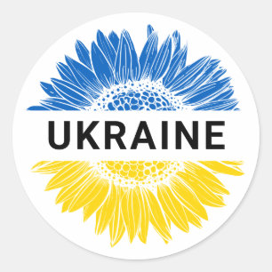 Sticker Rond Ukraine Sunflower Soutien Solidarité Ukraine