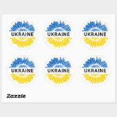 Sticker Rond Ukraine Sunflower Soutien Solidarité Ukraine (Feuille)