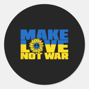 Sticker Rond Ukraine Svg Faites l'amour pas la guerre Tournesol