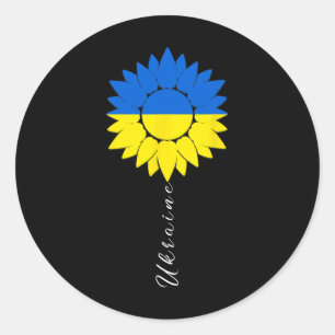 Sticker Rond Ukraine Tournesol Drapeau Ukrainien Je Suis Avec U