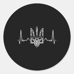 Sticker Rond Ukraine Ukrainien Kiev Trysub Drapeau 3 