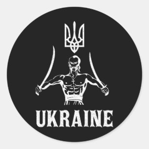 Sticker Rond Ukraine Ukrainien Kiev Trysub Drapeau 8
