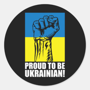 Sticker Rond Ukraine Ukrainiens Ukrainien Kiev Trysub Drapeau 1