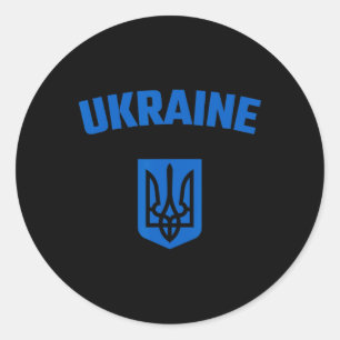 Sticker Rond Ukraine. Ukrajina Trzub. Trident ukrainien. Bleu A