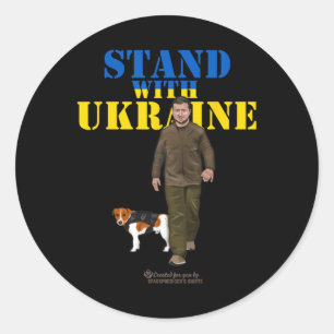 Sticker Rond Ukraine Wolodymyr Selenskyj Patron Soutenez l'Ukra