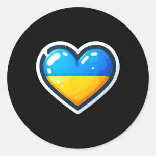 Sticker Rond Ukrainien Bynner Fan Drapeau Ukraine Cœur Mignon