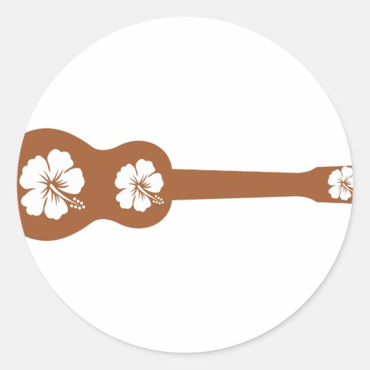 Sticker Rond Ukulele et hibiscus blanc (Devant)