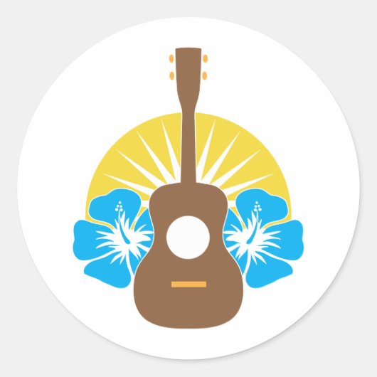 Sticker Rond Ukulele Hibiscus (Devant)