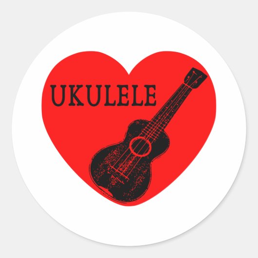 Sticker Rond Ukulele Love (Devant)