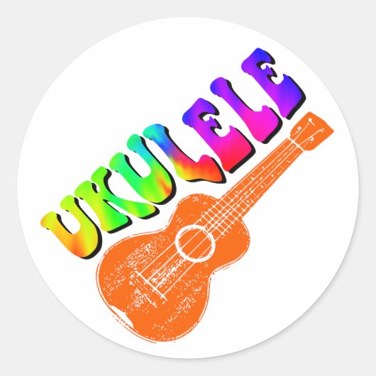 Sticker Rond Ukulele Tie Dye Texte Super Art (Devant)