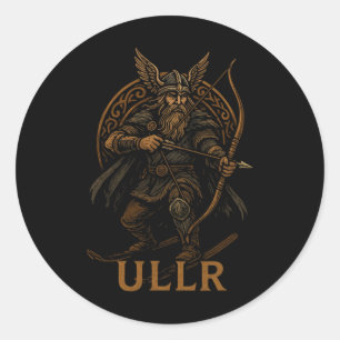 Sticker Rond Ullr dieu nordique du tir à l'arc et du ski 