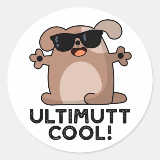 Sticker Rond Ulti-mutt Cool Funny Chien Pun (Devant)