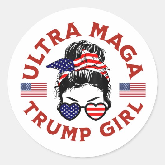 Sticker Rond Ultra Maga Trump Girl (Devant)