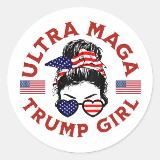 Sticker Rond Ultra Maga Trump Girl