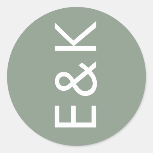 Sticker Rond Ultra Moderne Sage Green Monogramme Simple Mariage (Devant)