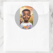 Sticker Rond Ultra-Realistic Baby Jamie Foxx Cartoon with Big E (Sac)