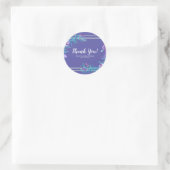 Sticker Rond Ultra violet violet & Aqua Floral Chic Mariage (Sac)