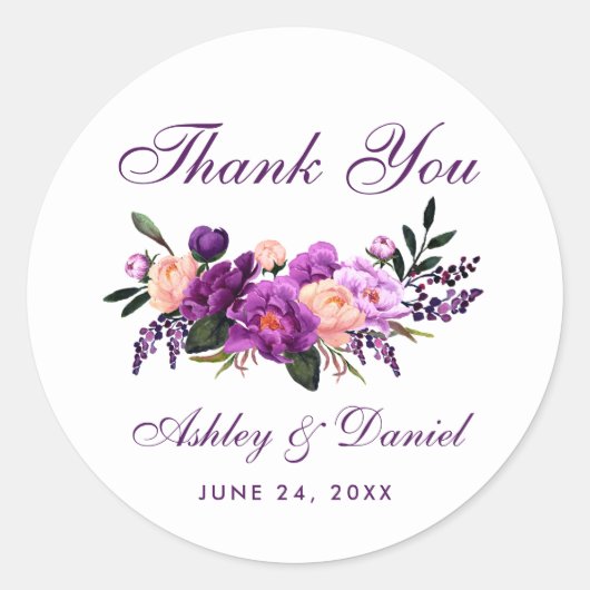 Sticker Rond Ultra violet violet Mariage Merci LP (Devant)