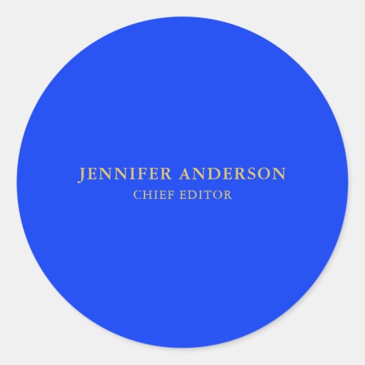 Sticker Rond Ultramarine Blue Gold Professional Modern Plain (Devant)