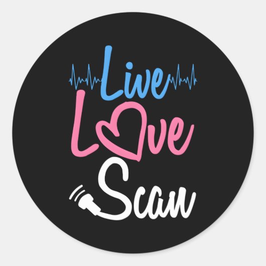 Sticker Rond Ultrasound Tech Pour Sonographer Live Love Scan (Devant)