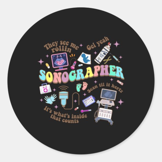 Sticker Rond Ultrasound Tech Sonographe Journée nationale des i (Devant)