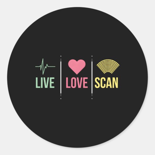 Sticker Rond Ultrasound Tech Sonographer Live Love Scan (Devant)