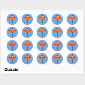 Sticker Rond Umbrella Yokai - Monster japonais Kasa-obake (Feuille)