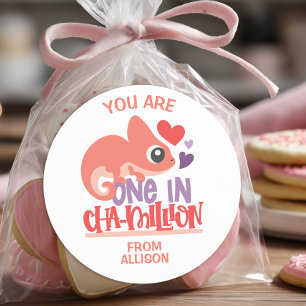 Sticker Rond Un à Chameleon la Saint-Valentin