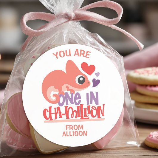 Sticker Rond Un à Chameleon la Saint-Valentin