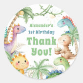 Sticker Rond Un A-Saurus Boy Dinosaur 1er anniversaire (Devant)