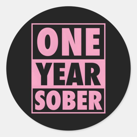Sticker Rond Un an Sober Récupérer 1 an Annivers Sobriété (Devant)