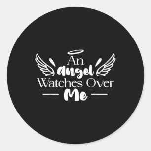 Sticker Rond Un Ange Montre Sur Moi Papa Maman Femmes Hommes En