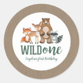 Sticker Rond Un animal sauvage de forêt premier anniversaire (Devant)