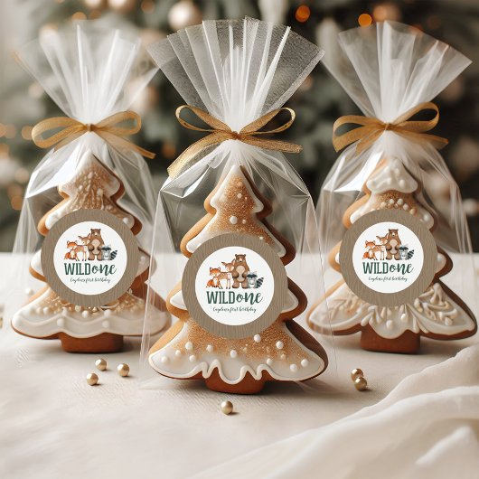 Sticker Rond Un animal sauvage de forêt premier anniversaire