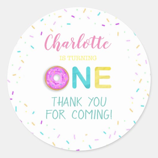 Sticker Rond UN anniversaire de beignet (Devant)