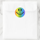 Sticker Rond Un arc-en-ciel souriant, un visage joyeux (Sac)