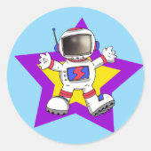 Sticker Rond Un astronaute de dessin animé en Star Design (Devant)