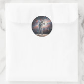 Sticker Rond Un astronaute spatial joue au baseball (Sac)