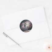 Sticker Rond Un astronaute spatial joue au baseball (Enveloppe)