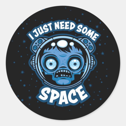Sticker Rond Un Astronaute Zombie A Besoin D'Espace (Devant)