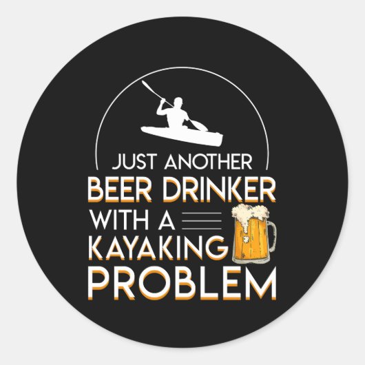 Sticker Rond Un autre problème d'amour de Kayaking Beer (Devant)