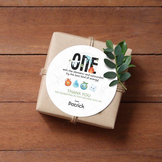 Sticker Rond Un avec les éléments premier anniversaire