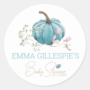 Sticker Rond Un Baby shower Automne Un Peu Citrouille