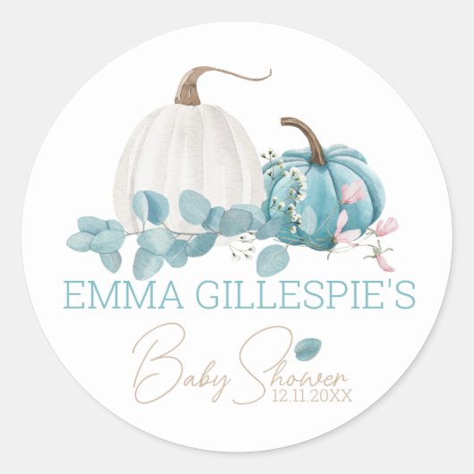 Sticker Rond Un Baby shower Automne Un Peu Citrouille (Devant)