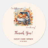 Sticker Rond Un Baby shower Automne Un Peu Citrouille | Neutre (Devant)