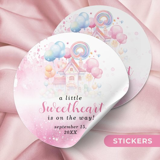 Sticker Rond Un Baby shower-bonbons un peu amoureux