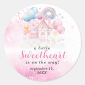 Sticker Rond Un Baby shower-bonbons un peu amoureux (Devant)
