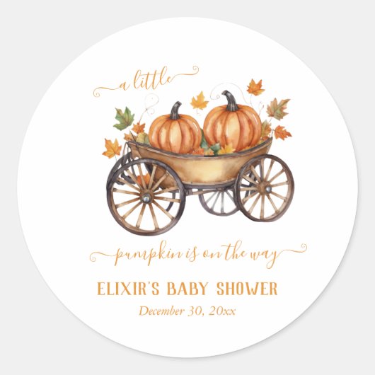 Sticker Rond Un Baby shower D'Automne Un Peu Citrouille Neutre (Devant)
