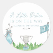 Sticker Rond Un Baby shower De Golf Un Peu Bleu (Devant)