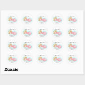 Sticker Rond Un Baby shower de petite fille doux (Feuille)